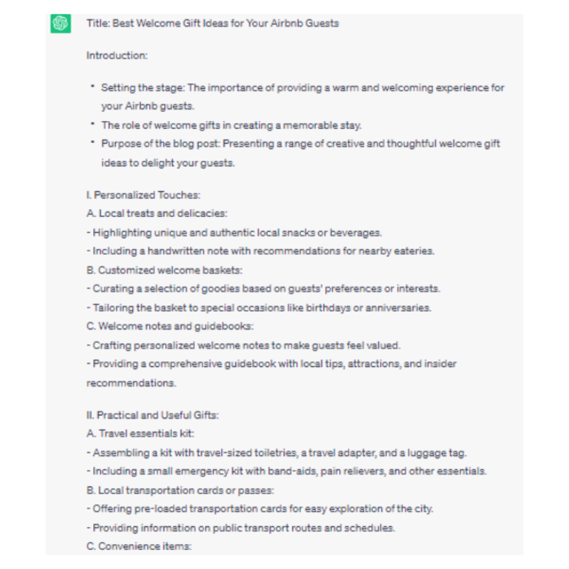 ChatGPT for Airbnb guests blog content